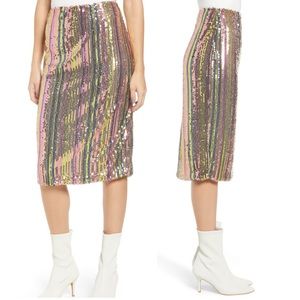 NWT Leith Rainbow Sequins Midi Skirt
